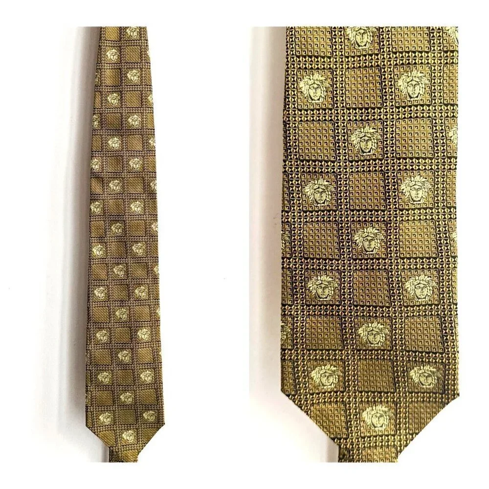 Gianni Versace Medusa Face Geometric Print Men's Tie